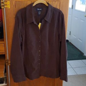 NWT.  Denim&Co Suede Like Button Front Top